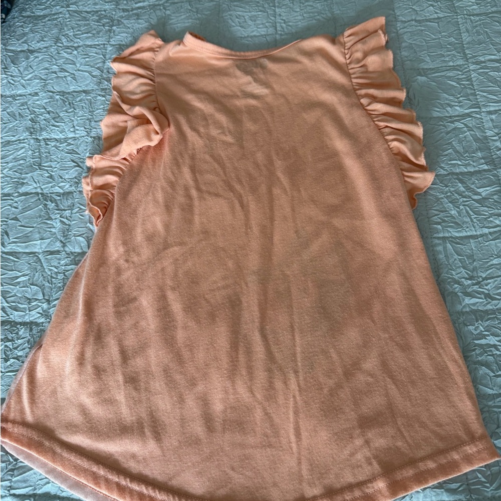 Peach Floral Ruffle Nightgown with Cartoon Characters - Picture 2 of 3